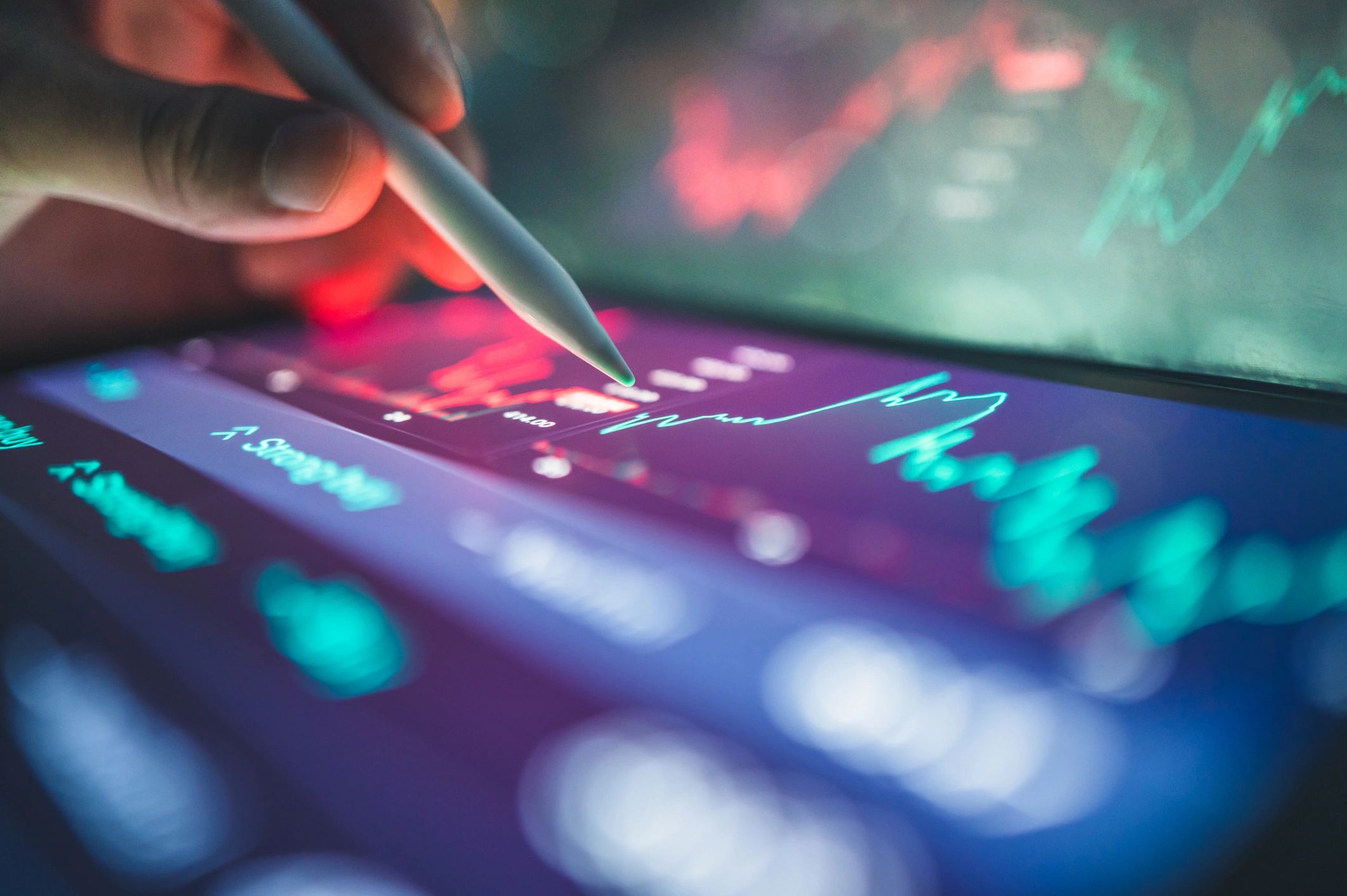 Stock market technology - digital graphs and data